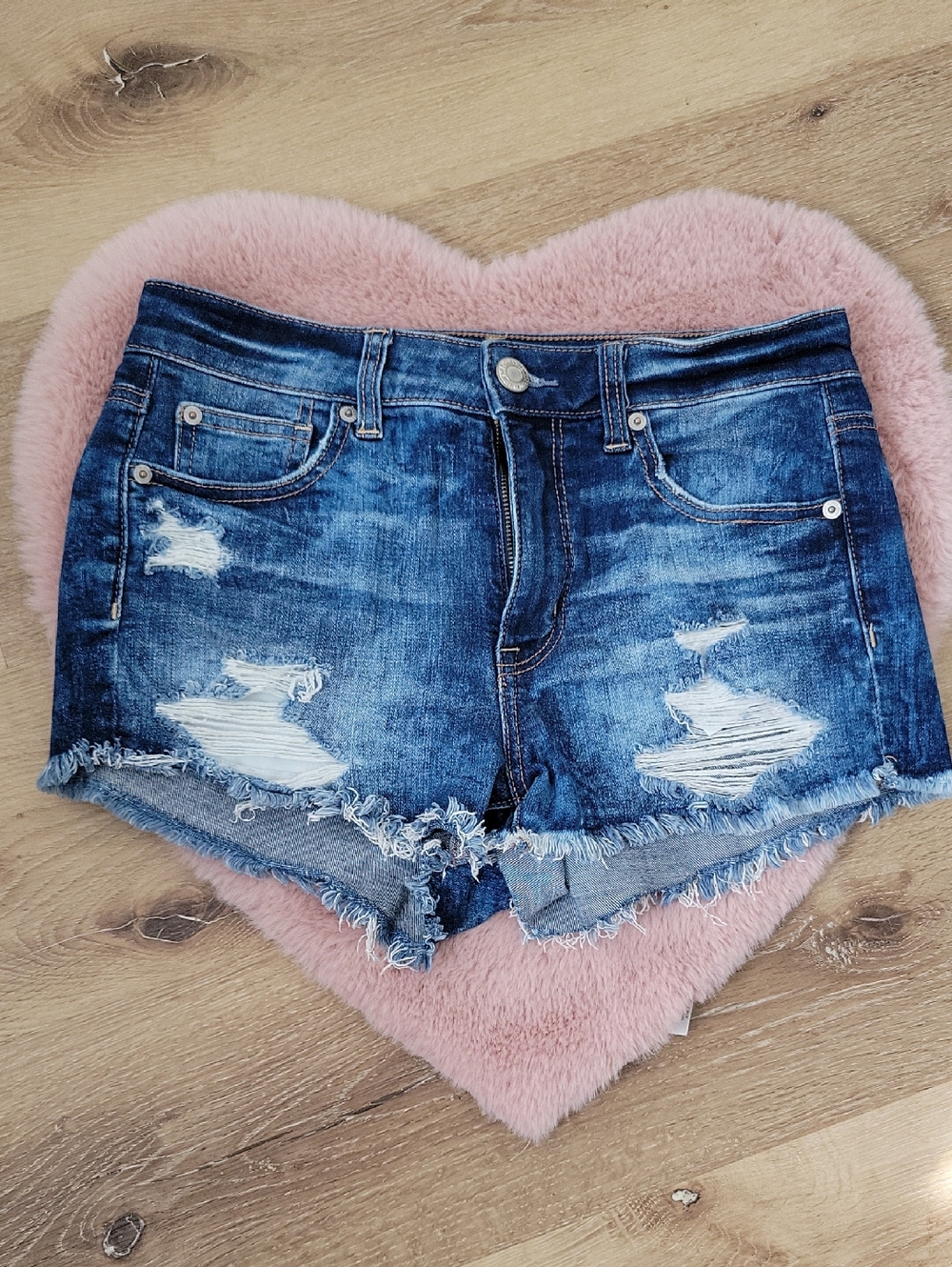 American Eagle Outfitters Distressed Blue Denim Cutoff Shorts